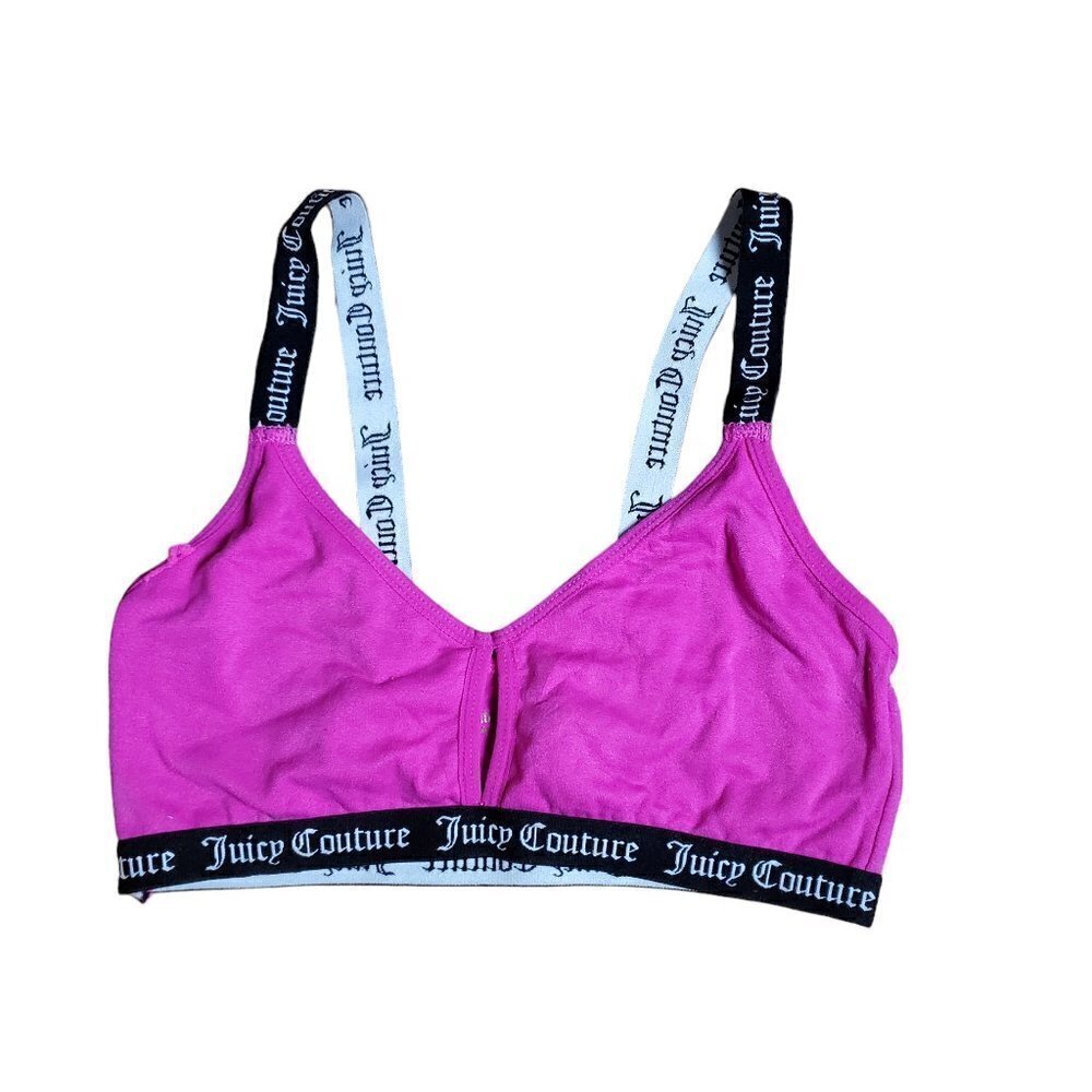 Juicy Couture Hot Pink Bralette Shoulder Straps & Ribcage Logo Printed‎ Size S